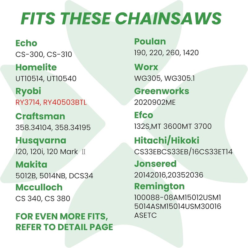 Byane 14 Inch Chainsaw Chain, 3/8" LP Pitch, 050" Gauge, 52 Drive Links, Low Kickback, Fits Husqvarna 120, Echo CS-310, Ryobi RY3714, and More- S52 (3 Chain) - Image 3